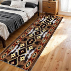 Rustic Brown Runner Cowhide Rugs,3x10ft,Western Aztec Decor Kitchen Runners,Southwestern Decor Native American Tribal Hallway Runner Rug,for Bedside Bedroom Entrance Farm Cow Print Carpet