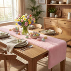 duduta Pink Faux Fur Table Runner 72 inches Long, Fluffy Spring Easter Dresser Runner Coffee Table Runner Girls Room Decor