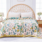 Boho Throw Blanket for Bed - 100% Cotton Ultra Soft Luxury Throw Rustic Fall Quilt,Bird Printed Farmhouse Decor Bed Blankets,Throw for Living Room Sofa Couch Chair(Flower-Bird, 87" x 102")