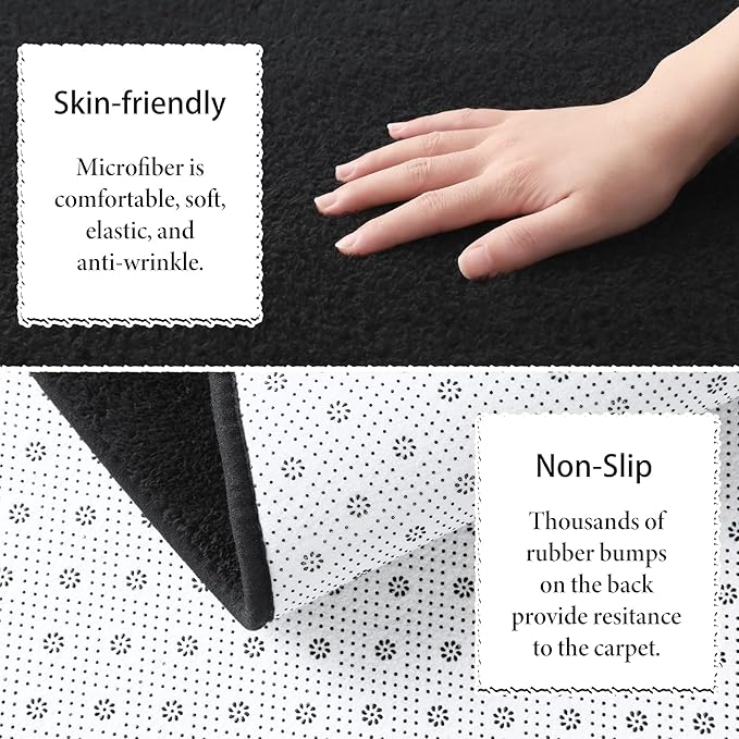 Keeko 2x3 Black Area Rugs for Bedroom Living Room, Soft Modern Indoor Throw Rugs Low Pile Fluffy Small Rug Door Mat Washable Non Slip Entryway Rug Carpet for Nursery Home Kids Room Decor