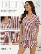 Silk Pajamas for Women Button Down 2 Piece Satin Pjs Shorts Set Ruffle Notch Collar Sleepwear Loungewear