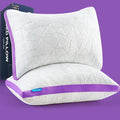 BETU Cooling Pillows Standard Size Set of 2, Shredded Memory Foam Cool Pillows for Hot Sleepers, Adjustable Firm Soft Support Bed Pillow Perfect for Back Neck Pain and Side Sleeping, Purple