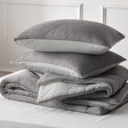 Bedsure Queen Comforter Set - Cooling and Warm Bed Set, Light Grey Reversible Bedding for All Season, 3 Pieces, 1 Queen Size Comforter (88"x88") and 2 Pillow Cases(20"x26")