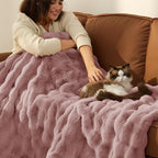 Bedsure GentleSoft Fluffy Fuzzy Dusty Rose Throw Blanket, Soft Cozy Fleece Faux Fur Blanket for Couch, Mauve Dusty Pink Room Decor Minky Velvet Bed Cover, Thick Warm Plush Shaggy Women Birthday Gifts