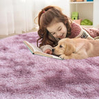 OLANLY Dusty Pink Tie-dye Round Rugs for Bedroom - Machine Washable, 5x5 Feet Circle Area Rugs for Living Room, Soft and Fluffy Shaggy Carpet for Teen Girls and Boys, Dorms, Home Decor Aesthetic