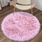 Pink Round Rug for Girls Bedroom, Fluffy Circle Rug 3 3 Feet for Kids Room, Furry Carpet for Teen Girls Room, Shaggy Circular Rug for Nursery Room, Fuzzy Plush Rug for Dorm
