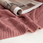 Aormenzy Dusty Pink Knit Throw Blankets Oversized Cable Knit Decorative Throw Blanket Dusty Rose Soft Cozy Knitted Blanket for Sofa Couch Bed, 60" x 80"