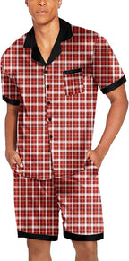 Ekouaer Men Satin Silk Pajamas Set with Pockets Sleepwear Shorts Satin Summer Loungewear 2 Piece Button Down Set S-3XL