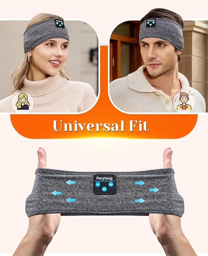 2 Pack Sleep Headphones Bluetooth 5.4 Headband, Wireless Sleeping Headband Headphones with Ultra-Thin Stereo Speaker for Side Sleepers, Sweat Resistant Sport Headband for Workout Yoga Running