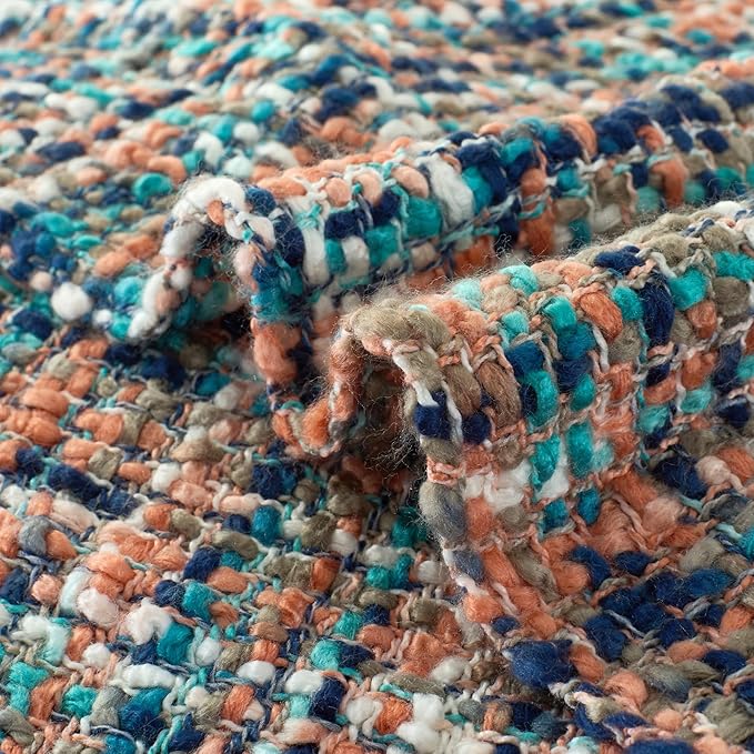 Multi-Color Pink Cable Woven Throw Blanket for Couch,50"X60" Boho Style Textured Blankets for Home Decor,Super Soft Warm Cozy Chunky Blanket with Decorative Tassels for Bed and Sofa