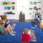 ISEAU Light Navy Rugs for Bedroom Living Room, Ultra Soft Shag Area Rug 4'x6' Carpet for Bedroom, Non-Slip Fluffy Dorm Rug for Kids Room Home Decor