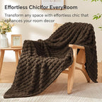 BEDELITE Brown Throw Blanket Twin Size for Bed- Super Soft and Warm 3D Checkered Fluffy Fuzzy Fleece Blanket, Luxurious Plush Cozy Blanket for Room Decor Fall and Winter, 60x80 inches