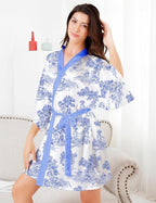 EPLAZA Silk Robes for Women Satin Robe Short Sexy Print Flower Kimono Loungewear Wedding Bridal Party