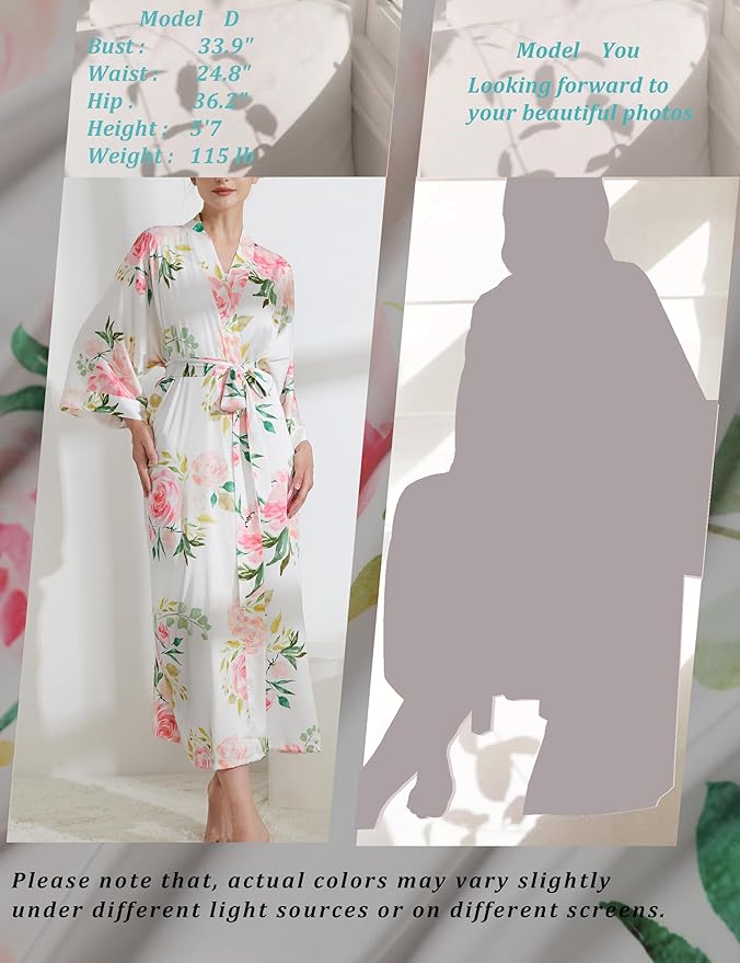 Aensso Long Soft Lightweight Silky Kimonos Robes for Women, Luxury Japanese Floral Womens Kimono Robe