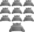 IR Imperial Rooms Queen Quilt Bedding Set (90" x 96") - Bulk Pack of 10 Wholesale for Hotels, Guest Bedroom & Airbnbs - Lightweight Microfiber Reversible Embossed Quilts Bedspreads (Grey)