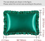 Silky Satin Ruffled Pillow Cases for Hair and Skin,Blackish Green Silk Pillowcases King Set of 2 with Envelope Closure Princess Room Decoration