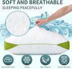 Luxury Hotel Cooling Pillow for Sleeping,Medium Firm Shredded Memory Foam Pillows Queen Size Set of 2,with Zipper Adjustable Supportive