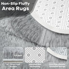 Noahas Fluffy 4x6 Area Rugs for Bedroom Living Room,Fuzzy Shaggy Grey Thick Shag Throw Floor Carpet,Soft Bedside Non-Slip Plush Dorm Nursery Kids Rug
