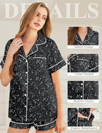 Silk Pajamas for Women Short Sleeve Sleepwear Soft Button Down Loungewear 2 Piece Satin Pjs Shorts Set S-XXL