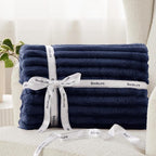 Bedsure GentleSoft Navy Blue Fleece Blanket for Couch - Cozy Soft Blankets for Women, Cute Small Throws for Girls, Navy, 60x80 Inches