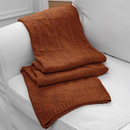 Aormenzy Dark Terracotta Knit Throw Blankets Oversized Cable Knit Decorative Throw Blanket Rust Soft Cozy Knitted Blanket for Sofa Couch Bed, 60" x 80"