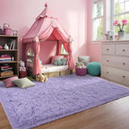 Purple Area Rug 8x10 Large Rugs for Living Room Bedroom, Fluffy Soft Rug Modern Carpets for Kids Room, Non-Skid Rectangular Indoor Rug for Girls Boys Playroom Nursery Room Home Decor