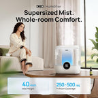 DREO Smart Humidifiers for Bedroom, 6L Top Fill Supersized Cool Mist Humidifier for Large Room, 60 Hour Runtime, Quiet Ultrasonic Humidifiers for Plants, Indoor, Home, Night Light, White