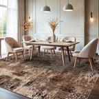 Area Rug 6x9 Washable Rugs Modern Abstract Area Rug Soft Non-Slip Non-Shedding Faux Wool Stain Resistant Floor Carpets for Living Room Bedroom Dining Room Kids Room Home Office (Brown)