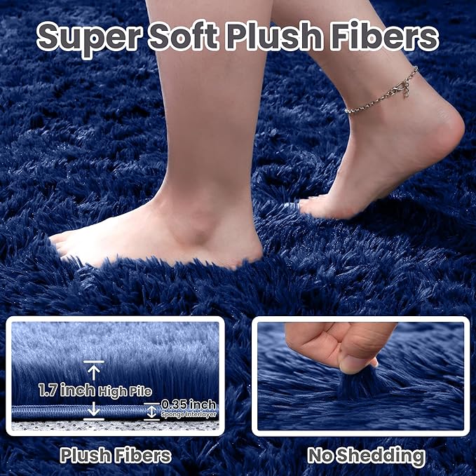 2x4 Shaggy Runner Rug, Ultra Soft Fluffy Plush Indoor Area Rug for Hallway Bedroom Living Room Kitchen Entryway, Non-Slip Modern Fuzzy Floor Carpet
