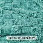 NEWCOSPLAY Super Soft Queen Blanket Mint Green Premium Silky Flannel Fleece 3D Checkered Lightweight Bed Blanket All Season Use (Mint Green Checkered, Queen(90"x90"))