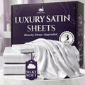 SLEEP SANCTUARY Satin Sheets Twin Size – 3 Piece Luxury Silky Bed Set, Softer Than Silk, 15" Deep Pocket, Cooling & Wrinkle-Free, Moisture-Wicking & Breathable for Hair & Skin (White)