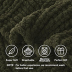 Battilo Chunky Knit Throw Blanket for Couch, Super Soft Warm Cozy Chenille Throw Blanket, Olive Green Blanket for Bed, Sofa, Living Room, 50"x60"