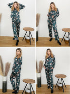 Ekouaer Women Satin Silk Pajamas Classic Long Sleeve Button Down Pjs Set Soft Loungewear