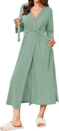 Ekouaer Women's Robe Long Waffle Knit Bathrobe Lightweight Soft Kimono Robes Loungewear S-XXL