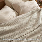 PHF Ultra Soft Waffle Weave Blanket King Size 104"x 90"- Washed Lightweight Breathable Cozy Woven Blanket for Bed - Aesthetic Decor for Couch Bedding Sofa Home Car - Light Khaki/Linen