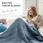 RECYCO Cable Knit Dusty Blue Throw Blanket for Couch, Super Soft Warm Cozy Decorative Knitted Throw Blanket 2.3LB for Bed, Sofa, Chair 50"x60"