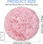 Pink Round Rug for Girls Bedroom, Fluffy Circle Rug 2 2 Feet for Kids Room, Furry Carpet for Teen Girls Room, Shaggy Circular Rug for Nursery Room, Fuzzy Plush Rug for Dorm
