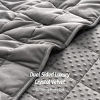 Wemore Minky Dot Weighted Blanket for Adults Twin Size 15 lbs, Soft Cozy Heavy Blanket for Stress Relief and Sleep Promotion, Breathable Blanket for All-Season with Glass Beads, Grey 60 x 80 inches