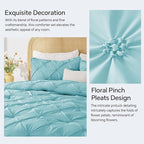 BEDELITE Macaron Blue Queen Comforter Set - 3 Pieces Boho Pintuck Bedding Comforter Sets, Lightweight Soft & Warm Bed Comforter Queen with 2 Pillowcases for All Season