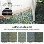 Lessymo Floral Living Room Rug 8x10 Area Rugs, Vintage Forest Washable Rugs for Dining Room Bedroom, Low Pile Non Slip Rubber Green Mat, Distressed Retro Indoor Boho Carpet, Forest Green