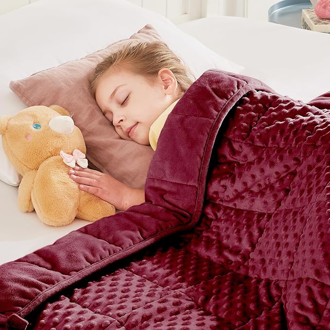 HOSUKKO Weighted Blanket - 2 lbs Burgundy Thciken Heavy Blanket - Small Size Breathable Comfortable Blanket(36 * 48 inches, 2 lbs)