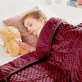 HOSUKKO Weighted Blanket - 10 lbs Burgundy Thciken Heavy Blanket - Small Size Breathable Comfortable Blanket(50 * 60 inches, 10 lbs)