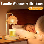 Candle Warmer Lamp with Timer Dimmer, Adjustable Height Candle Wax Warmer, Christmas Birthday Gift for Mom Women, House Warming Gifts for New Home Bedroom Decor, (Lotus Flower-Amber)