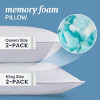 Beckham Hotel Collection King Size Memory Foam (Adjustable Fill) Bed Pillows Set of 2 - Cooling Shredded Foam Pillow for Back, Stomach or Side Sleepers (Pack of 2)