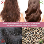 4Pcs Satin Bonnet Silk Bonnet, Hair Bonnet for Sleeping, Elastic Wide Band Silk Sleep Cap, Soft and Breathable(Leopard Print*4)