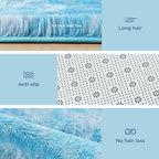 Litanika 8x10 Fluffy Shag Faux Fur Area Rug for Living Room Bedroom, Tie-Dyed Sky Blue High Pile Soft Plush Shaggy Furry Bedside Playroom Dorm Carpet, Non-Slip, Non-Shedding Modern Indoor Floor Rug