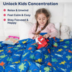 Kivik Weighted Blanket 7 lbs, 41" x 60" Blue Dinosaur Weighted Blankets for Small Single/Twin Size Bed, All-Season Breathable Soft Cozy Cute Heavy Throw Blanket for Calming & Sleep, Washable