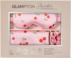 Slumber Satin Beauty Sleep Set, Cherry, 3-Piece Set with Pillowcase, Eye Mask, and Scrunchie