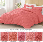 BEDELITE Coral Twin Comforter Set - 2 Peices Boho Pintuck Bedding Comforter Sets, Lightweight Soft & Warm Twin Bedding Sets with 1 Pillowcase for All Season