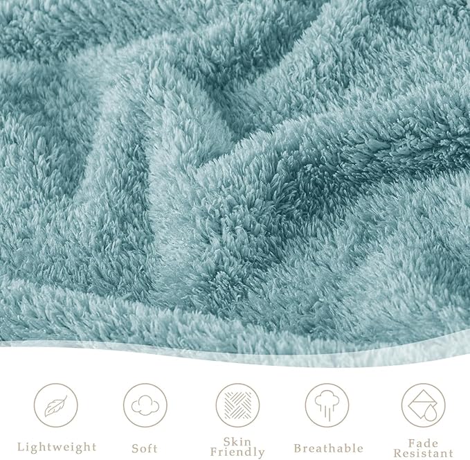 Exclusivo Mezcla Fleece Stone Blue Throw Blanket for Couch Sofa, Ultra Soft, Lightweight and Fluffy Blankets for Women, All Season, 50x60 Inches